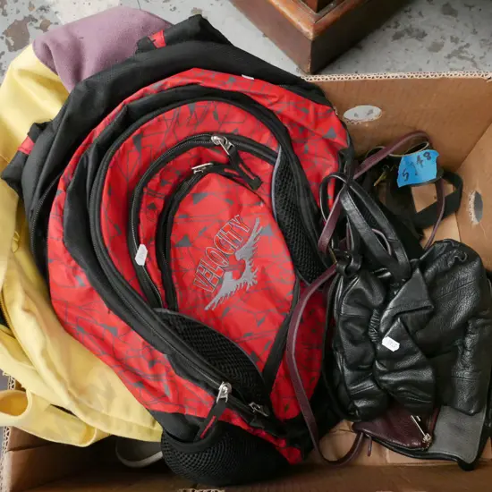 box; various bags and shoes