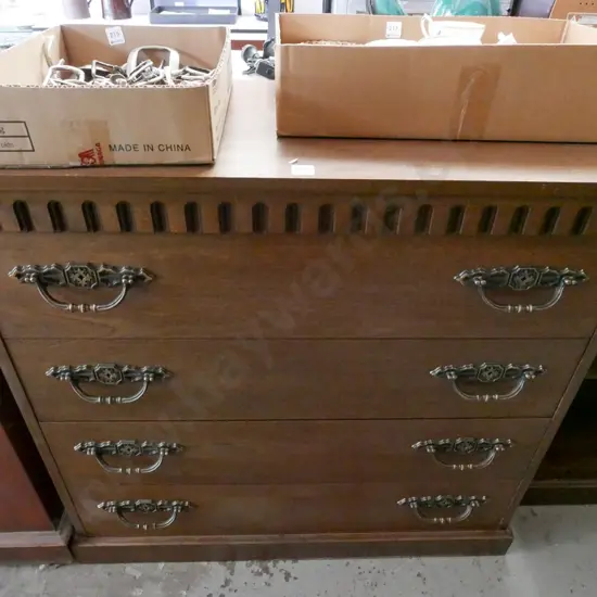 mdf faux wood veneer 4 drawer lowboy H-890 W-915 D-410