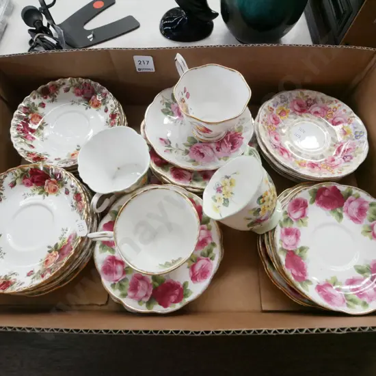 Old Country Rose saucers, cups etc