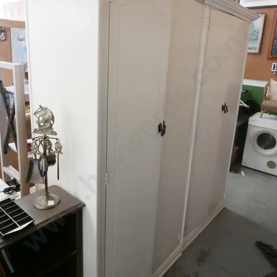 very large 4 drawer white painted mdf 2 part wardrobe H-2030 W-1925 D-670