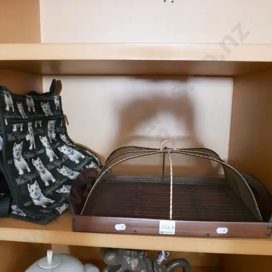 small timber and bamboo tray, West Highland terrier tote bag