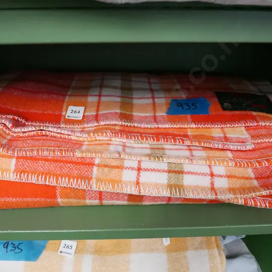 large orange checked woollen blanket