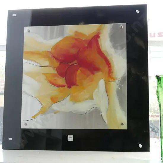 acrylic on tin abstract art work