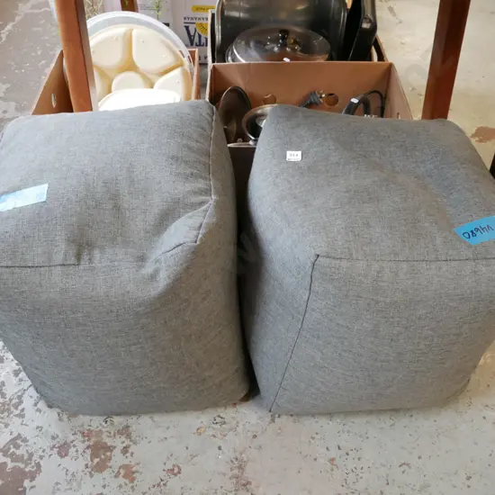 2x grey ottoman/cushions