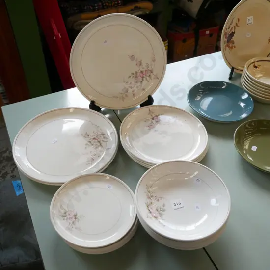 Crown Lynn Spring Fair dinner items; plates, bowls