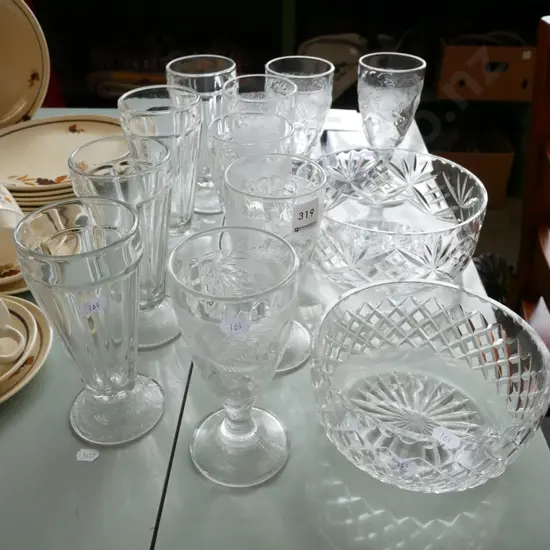 assorted glassware and crystal; bowls, parfait glasses