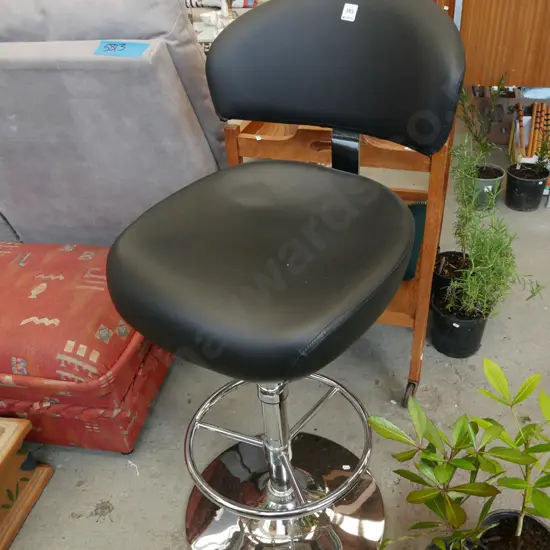 chrome based & black vinyl bar stool