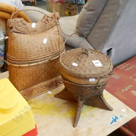 woven cane decorative storage canisters 