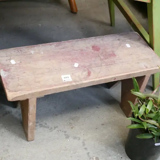 wooden footstool, varnish needs attention