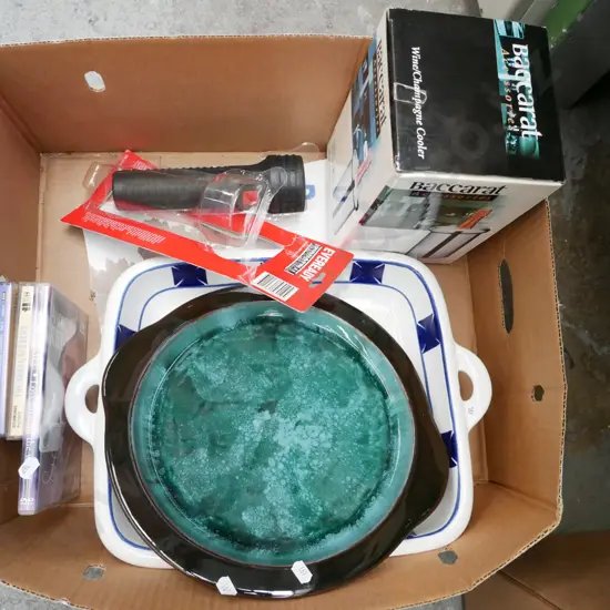 box; blue Mountain plate, ceramic roasting dish,  wine cooler etc