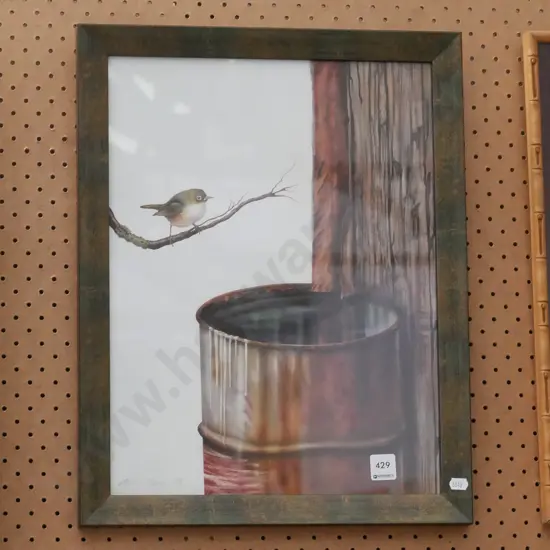 framed bird print