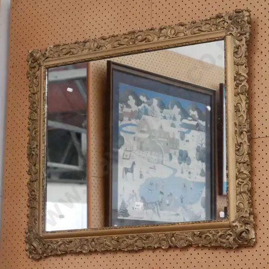 gilt framed wall mirror - some damage to frame