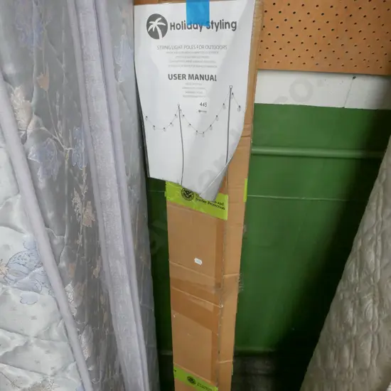 box; strung light poles for outdoors - no lights