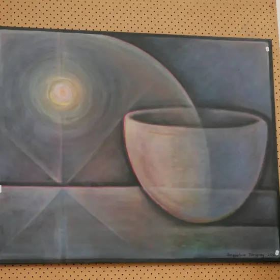 Jacqueline Tangney 2024 - framed acrylic - bowl and light