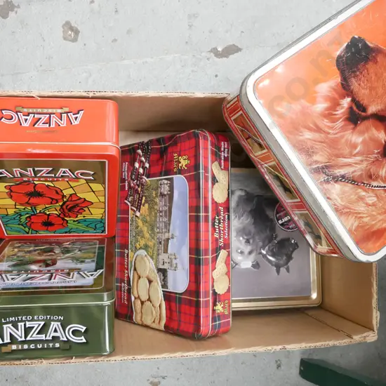 box of biscuit tins