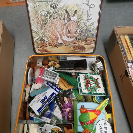 biscuit tins, fridge magnets etc