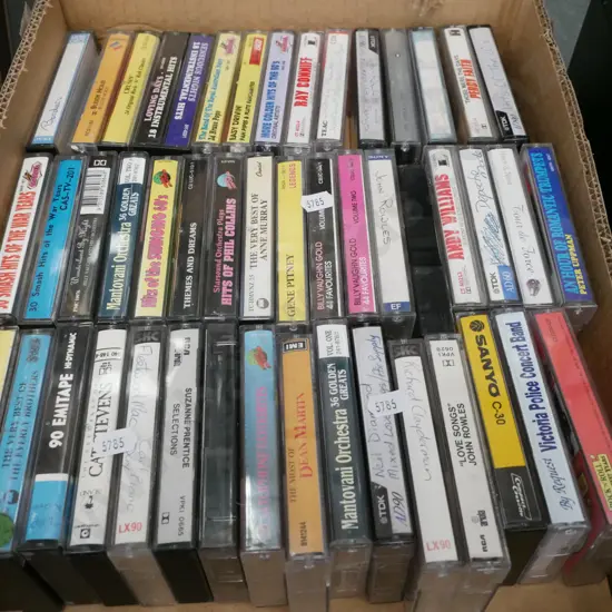 box of tape cassettes