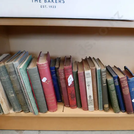 shelf of vintage books