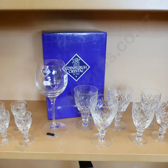 shelf; crystal glasses