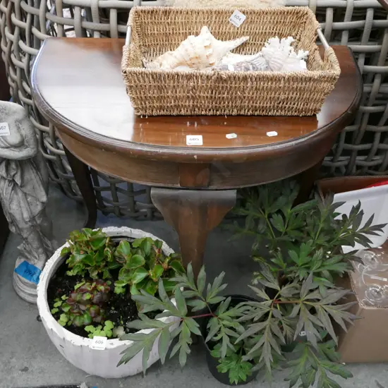 half round hall table - varnish needs attention 