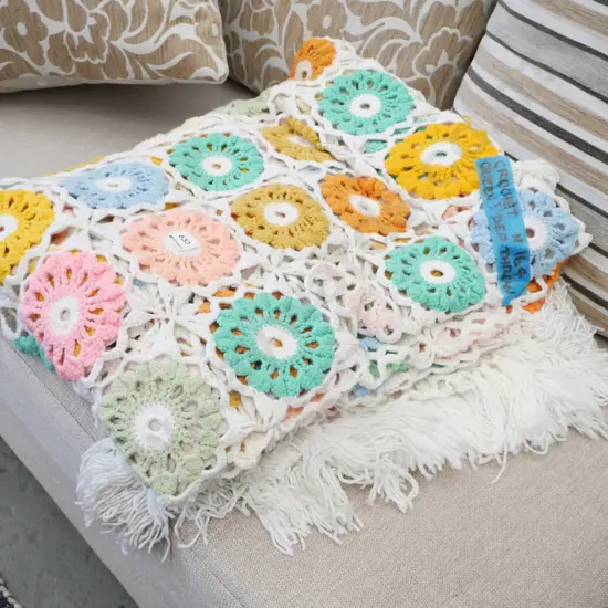 large crocheted bed throw