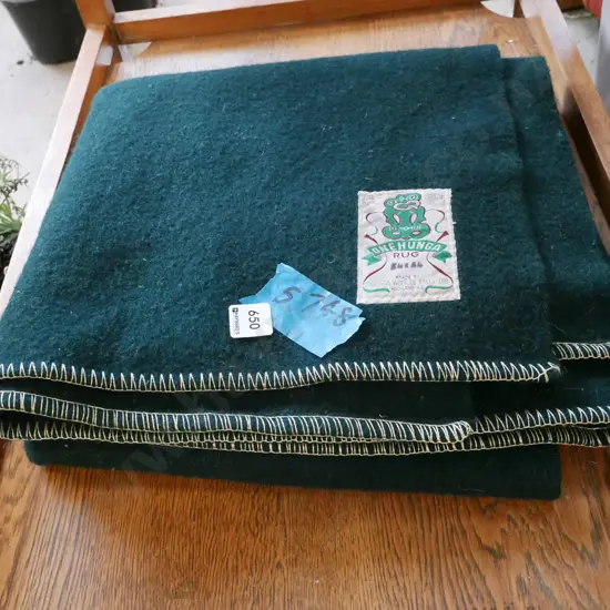 Onehunga Mills green woollen blanket
