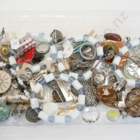 plastic tray of costume jewellery