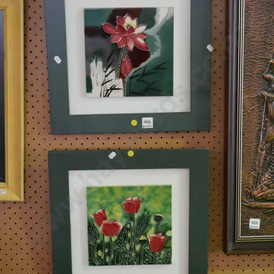 2x framed floral tiles