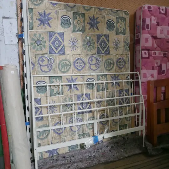 double slat bed base, mattress and headboard