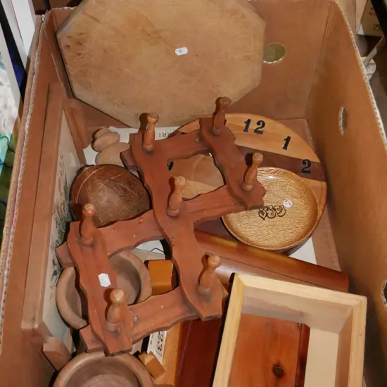 box; wall clock, chopping board etc