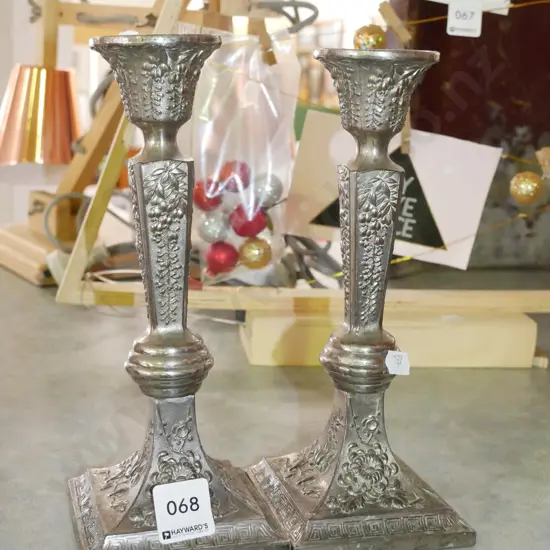 pair of plated candlesticks
