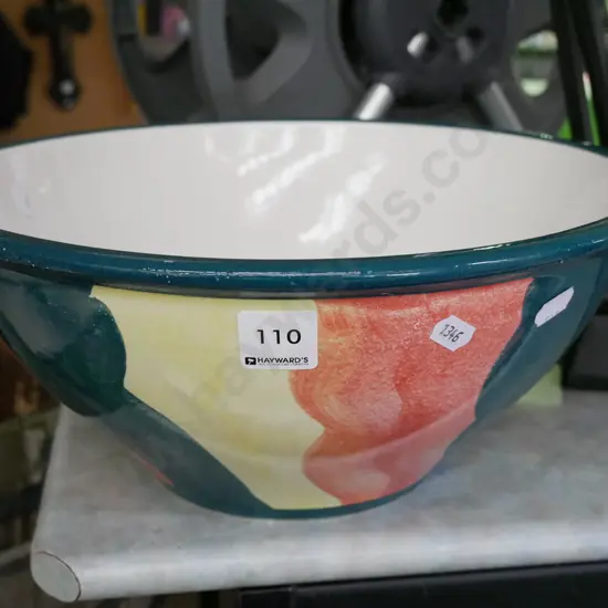 large hand painted Temuka Pottery fruit bowl Diam-320
