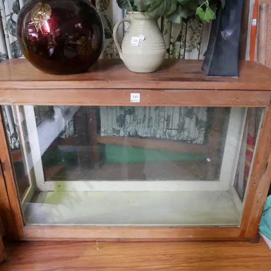 restorer's rimu display case - some signs of borer H-600 W-920 D-320