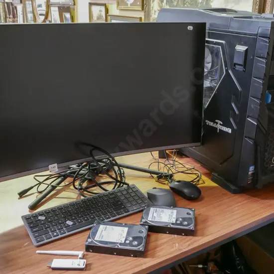 gamer's computer, keyboard, mouse, screen, 2 hard drives - some accessories in office (Specifications below)