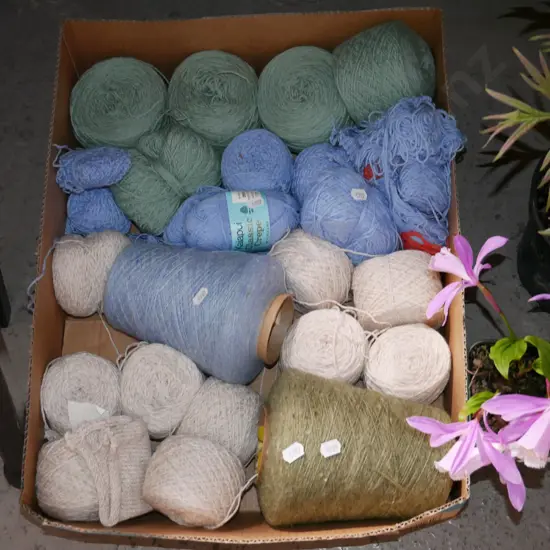 box of knitting yarn