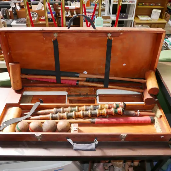 croquet set in wooden box