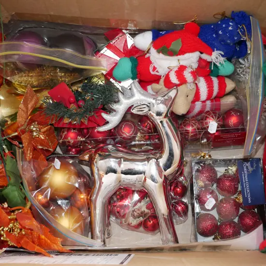 box; Xmas decorations