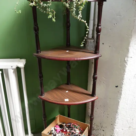 mdf faux wood veneer 4 tier corner whatnot