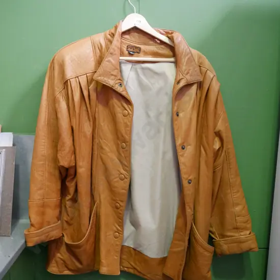 ladies brown size 16 leather jacket