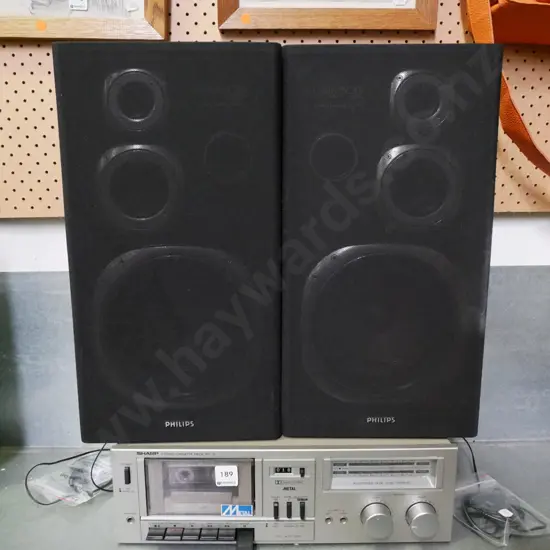 Sharp cassette player, 2x Phillips speakers