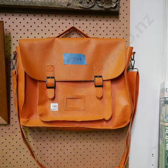 orange vinyl satchel