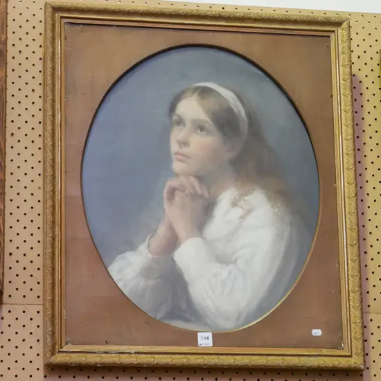 framed pastel - girl praying