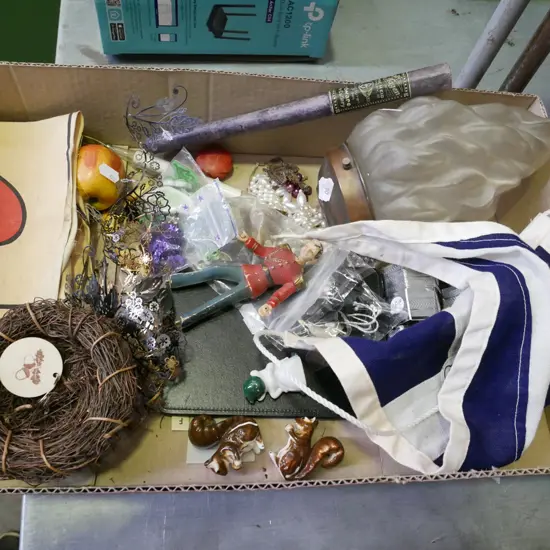 box; lamp shade, napkin rings, pennant flag etc