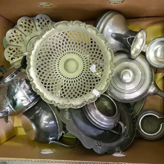 box of plated ware
