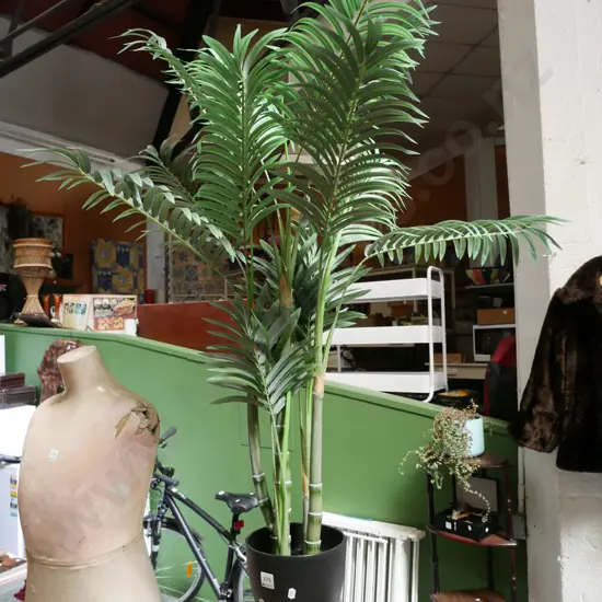 plastic faux palm in planter