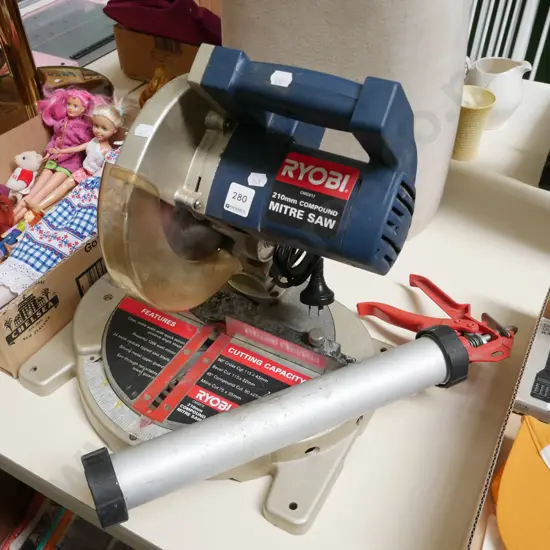Ryobi 210mm compund mitre saw, builder's sausage gun