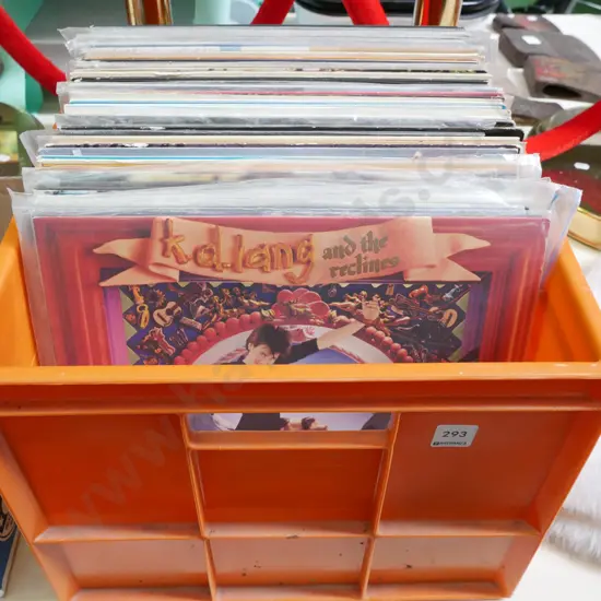 orange plastic tub of country and western LPs
