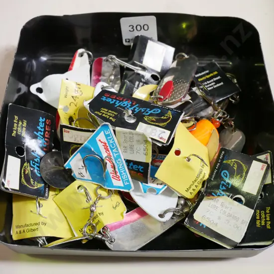 small tray of salmon fishing lures