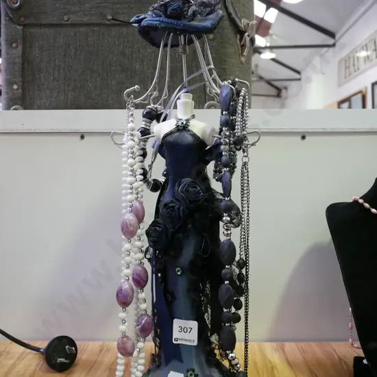 jewellery display stand and necklaces, bracelets