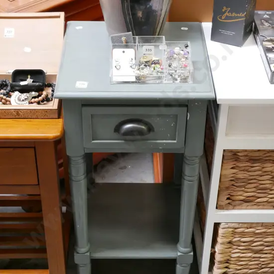 green painted single drawer bedside cabinet H-730 W-360 D-360